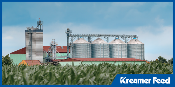A large feed mill or grain storage facility